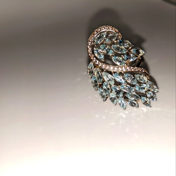 Aquamarine Gemstone Ring Sterling Silver - Picture 8 of 10